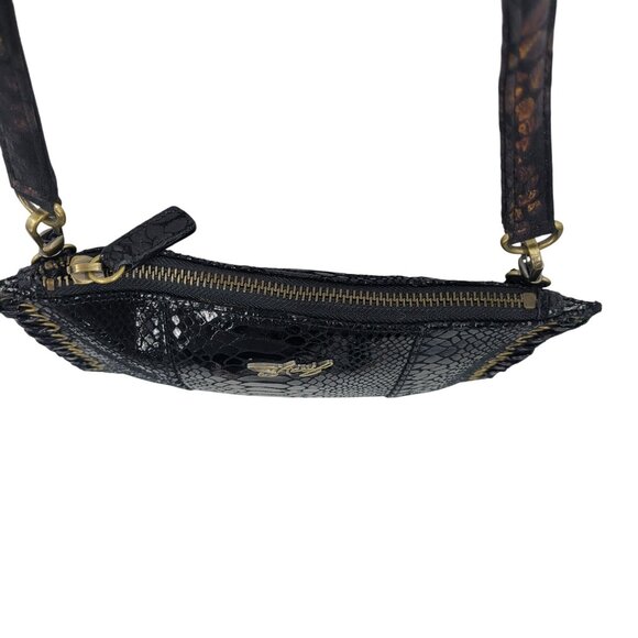 Y2K Sharif Black Faux Snake Wristlet Clutch Bag Baguette Grommet Baddie Biker - Picture 8 of 12